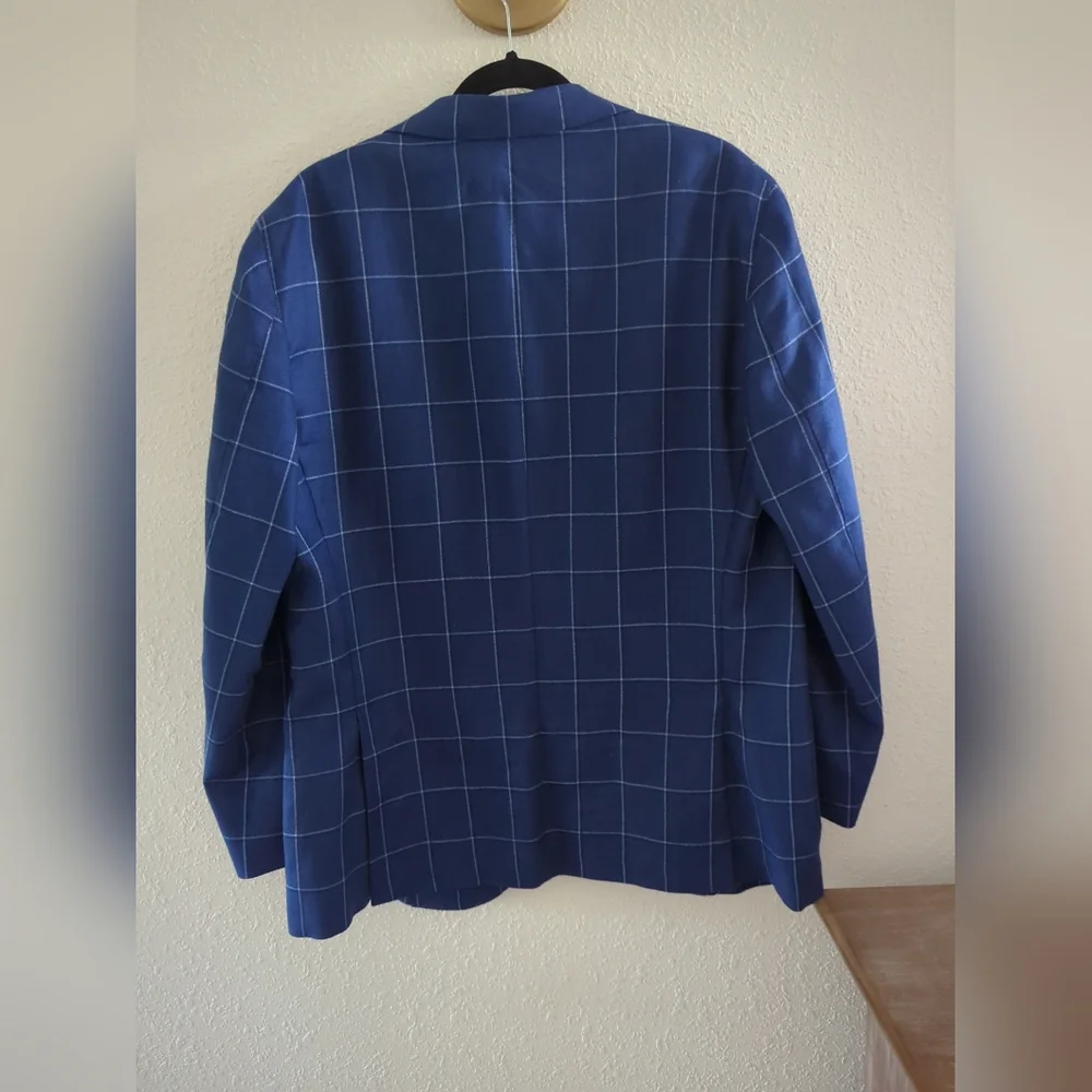 L.B.M. 1911 Italian Wool Silk Viscose Windowpane Blazer Sport Coat  56R